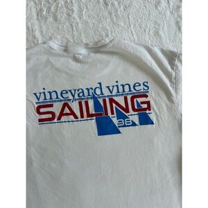 Vineyard Vines Sailing 98 White T-Shirt Men’s M Logo Pocket Tee